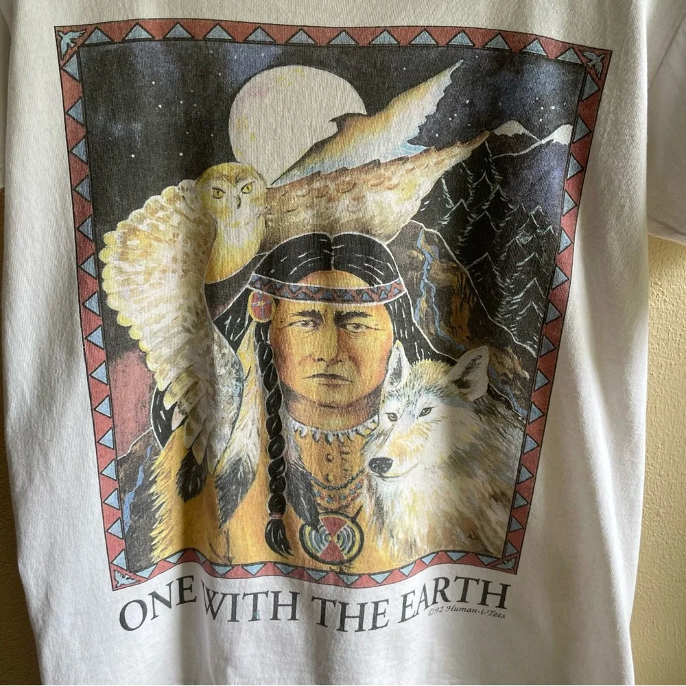 Vintage 1992 One with the Earth Tshirt. Oswegatchie School. Youth Large